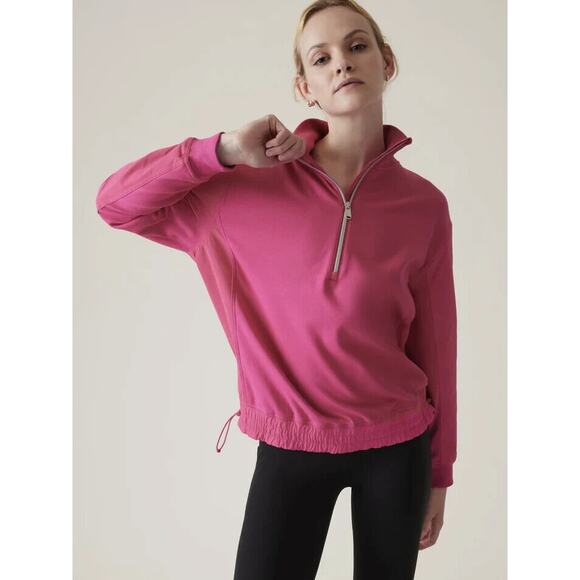 Athleta Tops - Athleta Triumph Hybrid Half Zip Sweatshirt Jacket Salvia Pink Fuchsia Size Small